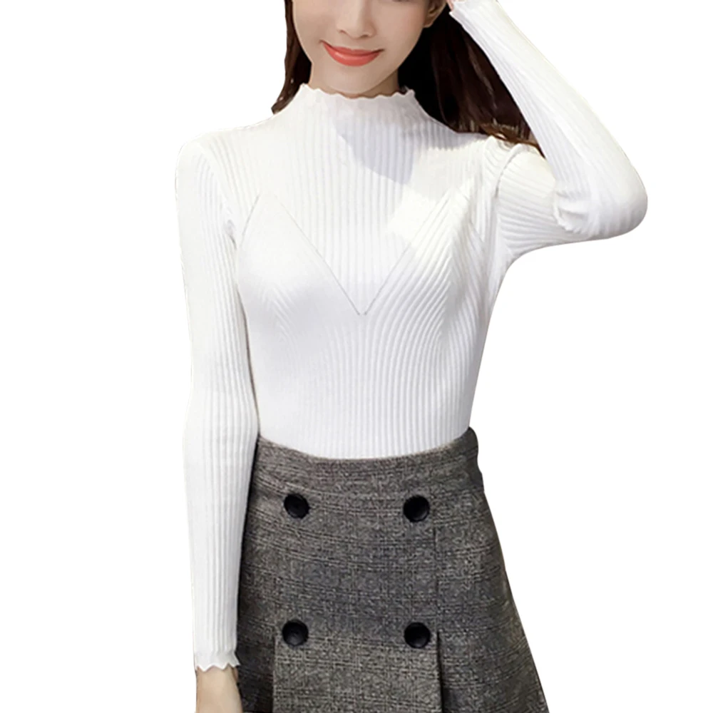 CALOFE, женский тонкий свитер с высоким воротом, вязаный женский Повседневный пуловер, мягкий однотонный джемпер на осень и зиму, одноцветные Топы Mujer - Цвет: white