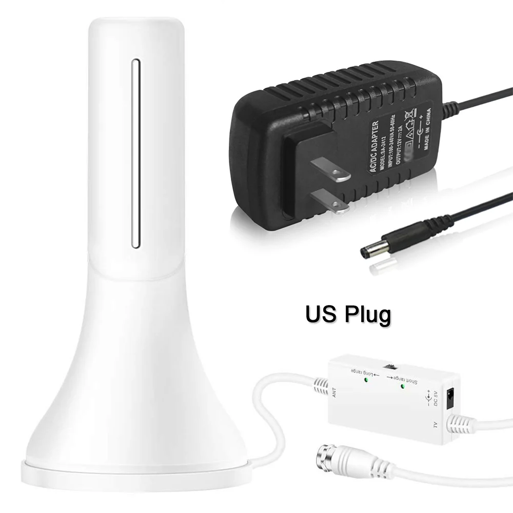 White US Plug DVB T2 наружная внутренняя HD ТВ антенна с усиленным усилителем сигнала ТВ-тюнер 120 милей диапазон DVB-T2 4K антенна для цифрового ТВ - Цвет: White US Plug