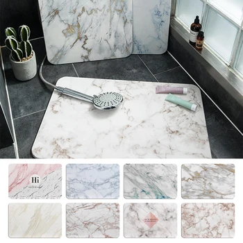 

Quick-dry Noble Marble Pattern Diatomite Absorbent Mat Carpet Non-slip Fast Drying for Bathroom Shower Floor Home Decro B