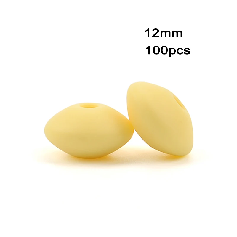 Cream yellow LOFCA 100 шт 12 мм силиконовый чечевица бисер ребенок Прорезывание Зубов Бисер BPA-Free пищевого качества делая уход за ребенком соска цепь аксессуары - Цвет: Cream yellow