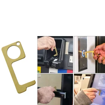 

Zinc alloy Touch Screen Buttons EDC Door Opener Hygiene Hand Antimicrobial Contactless Press Elevator Tool Door Opener Keychain