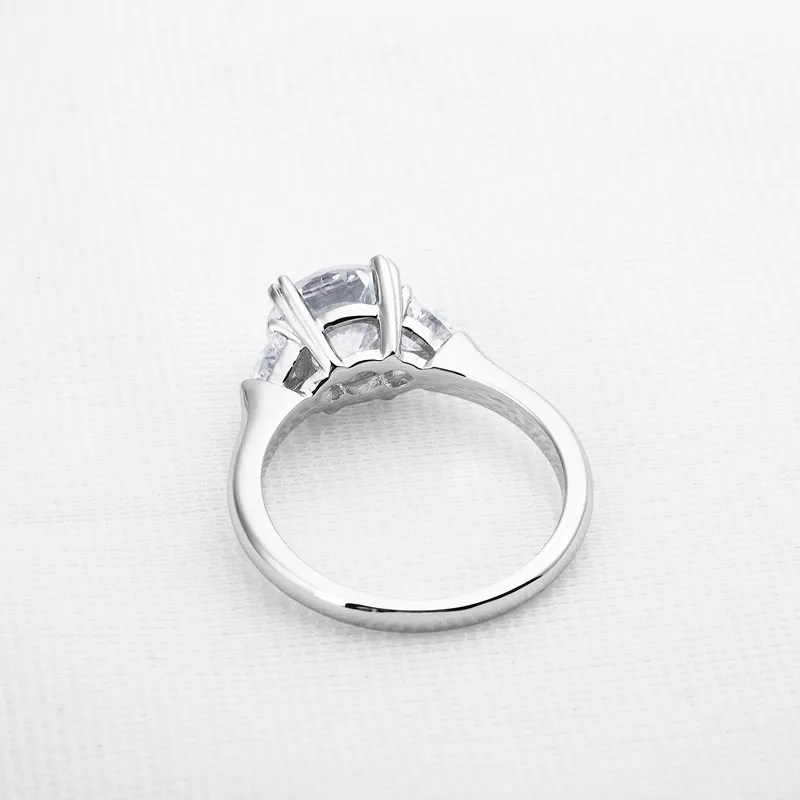 AINUOSHI роскошное лаконичное 3 камня круглое кольцо 14K массивная, желтая, золотая полоса 2 карата обручальное кольцо с искусственным бриллиантом ювелирное женское кольцо
