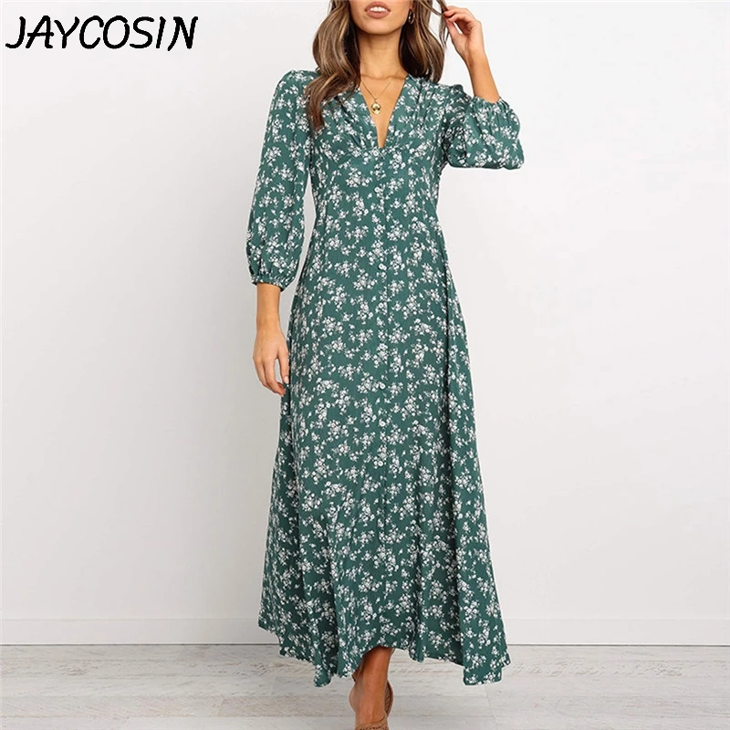 Женское шифоновое платье JAYCOSIN с v образным вырезом рукавом три четверти