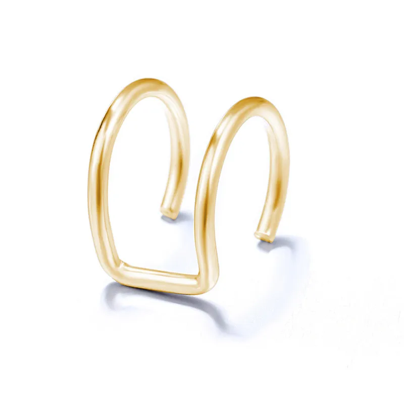 5Pcs/Set Stainless Steel C Shape Cross Clip Ear Cuffs Gold Leaf Ear Clip Earrings For Women No Piercing Fake Cartilage Earring