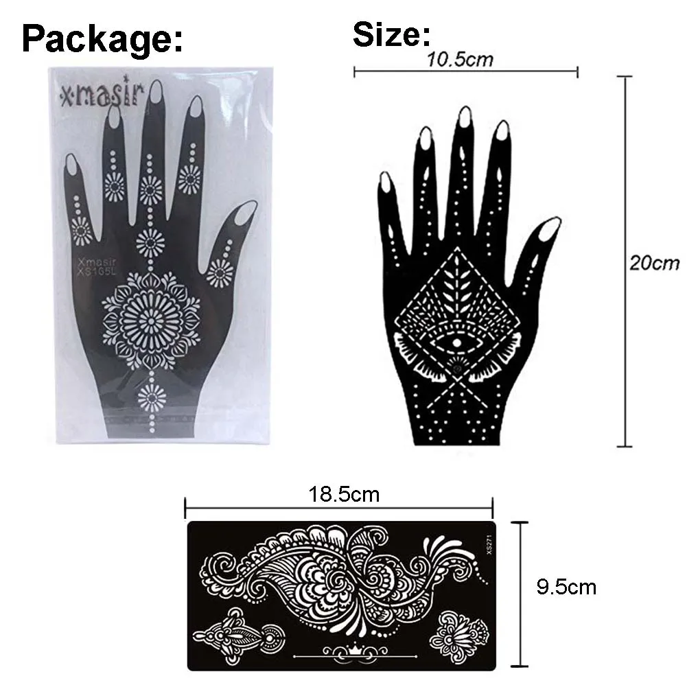 24pcs/Lot Indian Henna Tattoo Stencil Kit,Mehndi Aribrush Templates for Wome/girl Body Paint New Design Tattoo Sticker Set