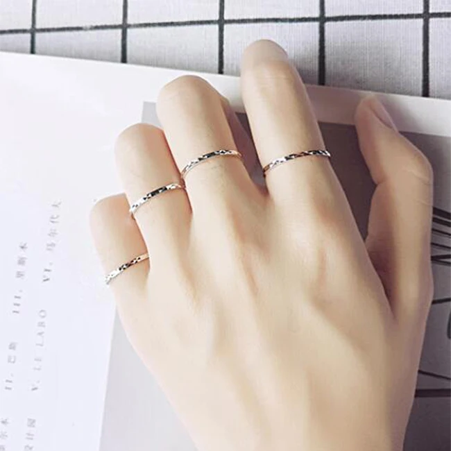 Silver Rings Silver Ring Wedding Rings Modian New Babysbreath Stackable Tiny Fashion Jewelry 925 Sterling Silver Color Finger Rings For Women Wedding Silver Jewelry