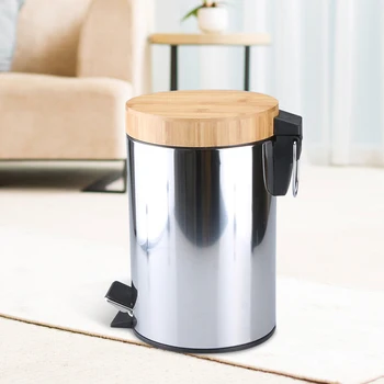 

3L Stainless Steel Rubbish Bin Step Trash Can Wastebasket Garbage Container Bin Dust Bin with Lid for Bathroom Kitchen