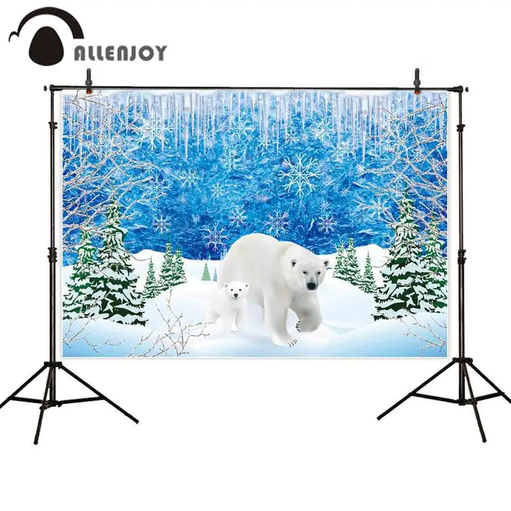 Allenjoy зимний фон для фото Снежинка сосна медведь Новый год Рождество фотостудия