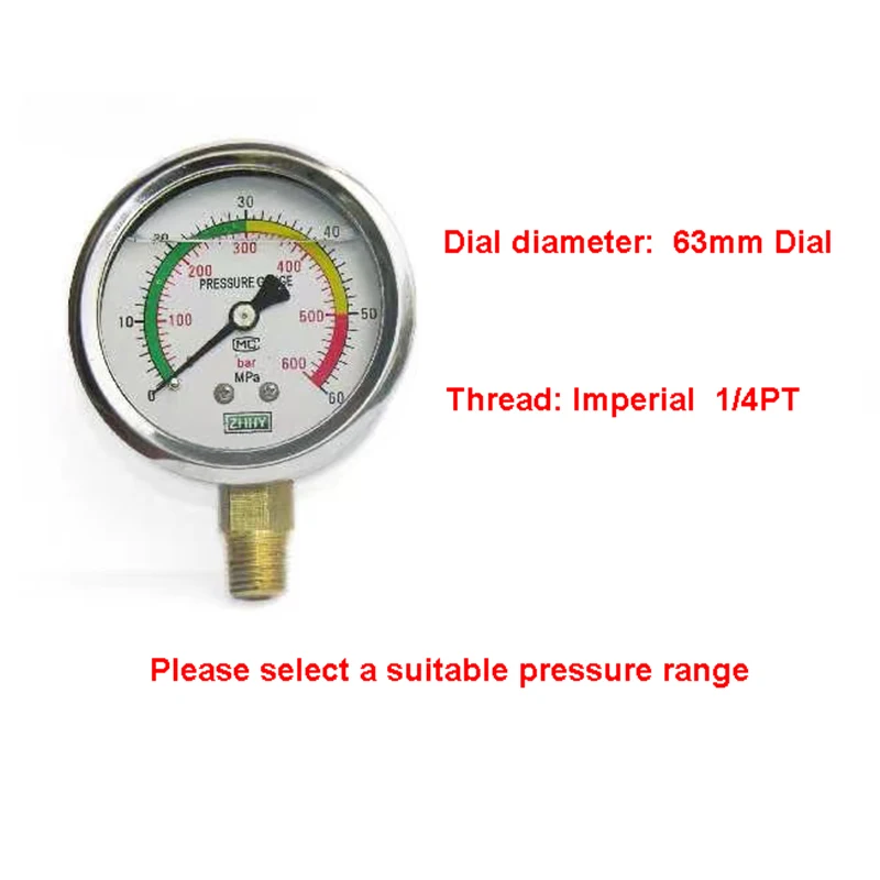 0-250bar Manometer 0-3750psi g1/4 63mm Zifferblatt hydraulisches Wasserdruck  messer Manometer Manometer bar - AliExpress