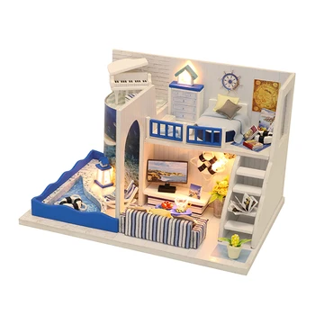 

DIY Creative Handmade Theme Wooden Cabin Assembly Building Model Toy Set with Light and Music - Sound Of The Sea