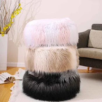 

Plush Sofa Stool Futon Mat Inflatable Portable Round Footstool European Style stool cloth set /PVC inflatable stool/pump 67