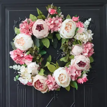

40cm Flower Christmas Threshold Garland Wedding Party Home Door Hanging Decor String Christmas Birthday Bride Bouquet
