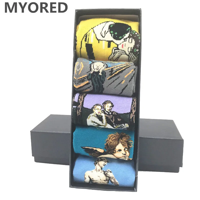 Носки MYORED 5 пара/лот забавные мужские носки хлопковые с рисунком новинка под