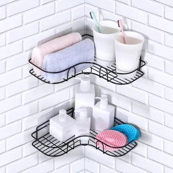 

Iron Art Corner Storage Rack Kitchen Wall-mounted Shelf Bathroom Kitchen Organizer
