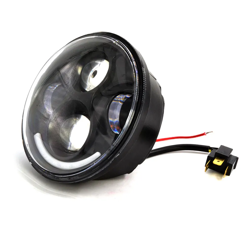 5,7" светодиодный налобный фонарь для мотоцикла с Halo Angel Eye DRL светодиодный налобный фонарь для Harley Sportster Iron 883 1200 Dyna Street Bob Softail
