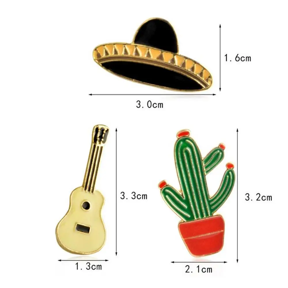Sombrero de dibujos animados guitarra mexicana Cactus esmalte Pin insignia  Metal niñas Jeans bolsa decoración regalo joyería de moda al por  mayor|Broches| - AliExpress