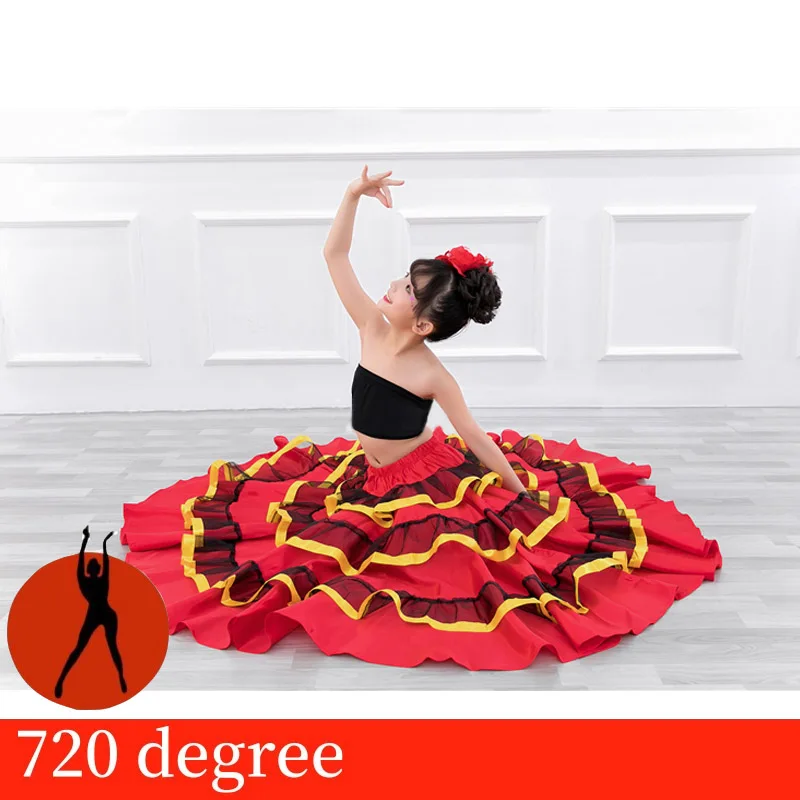 Детская юбка в стиле фламенко, испанское платье Цыганская юбка для девочек, красное платье с Фламенго, платье для сцены, танцев - Цвет: style 4 720