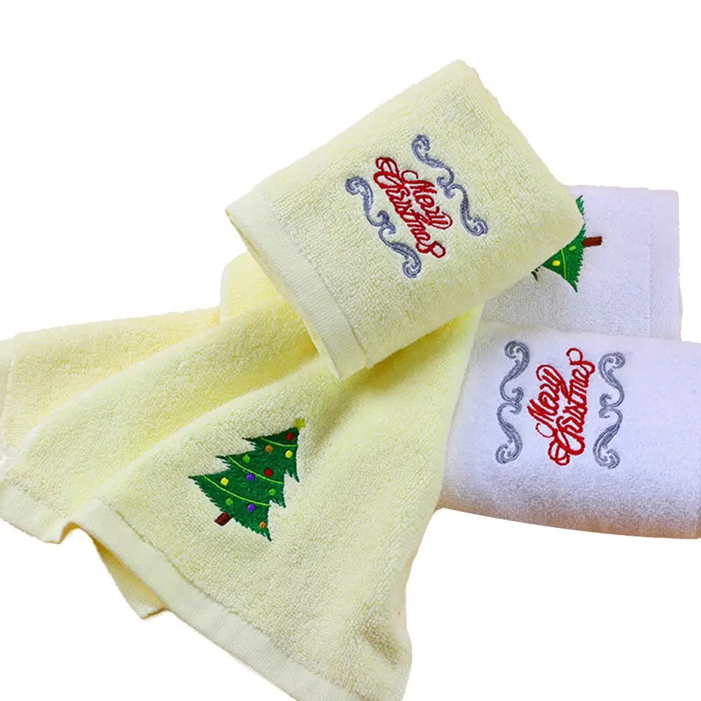 Веселая Рождественская елка вышивка хлопковое чистящее полотенце для душа