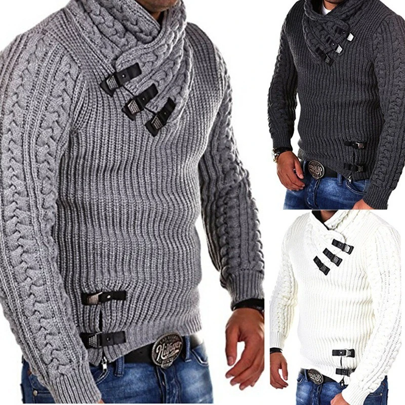 Wish amazon eBay suéter con independiente para hombre, de cuero de manga larga con hebilla, ropa masculina|Jerséis| - AliExpress