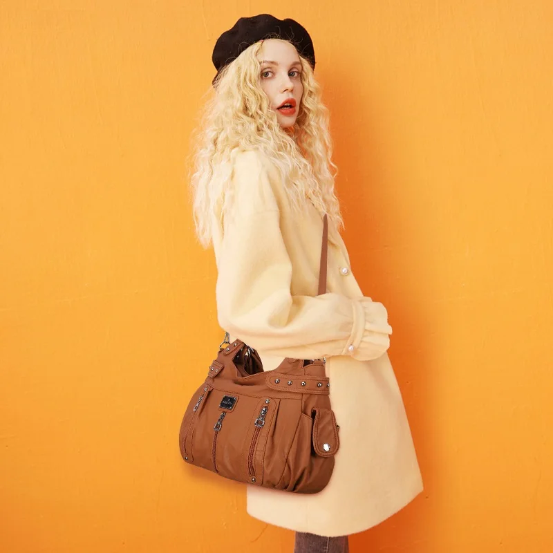 Angelkiss Winter Fashion Shoulder Bag for Women Soft PU Crossbody Handbg Large Capacity Messenger Bag Hobos Big Purse 3