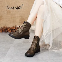 Tastabo женские ботильоны из натуральной кожи ботинки martin цвет коричневый, черный; S88901; обувь на низком каблуке повседневные женские ботинки в стиле ретро