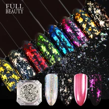 Волшебное зеркало алюминиевый лак блестящая голографическая неровная блестка дизайн ногтей Серебряный Красный Декоративный пигмент маникюрный CHCB01-08