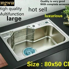 Бытовой Роскошные vogue кухня одной корыто раковина стандартная пищевой нержавеющей стали 304 Лидер продаж 80x50 см
