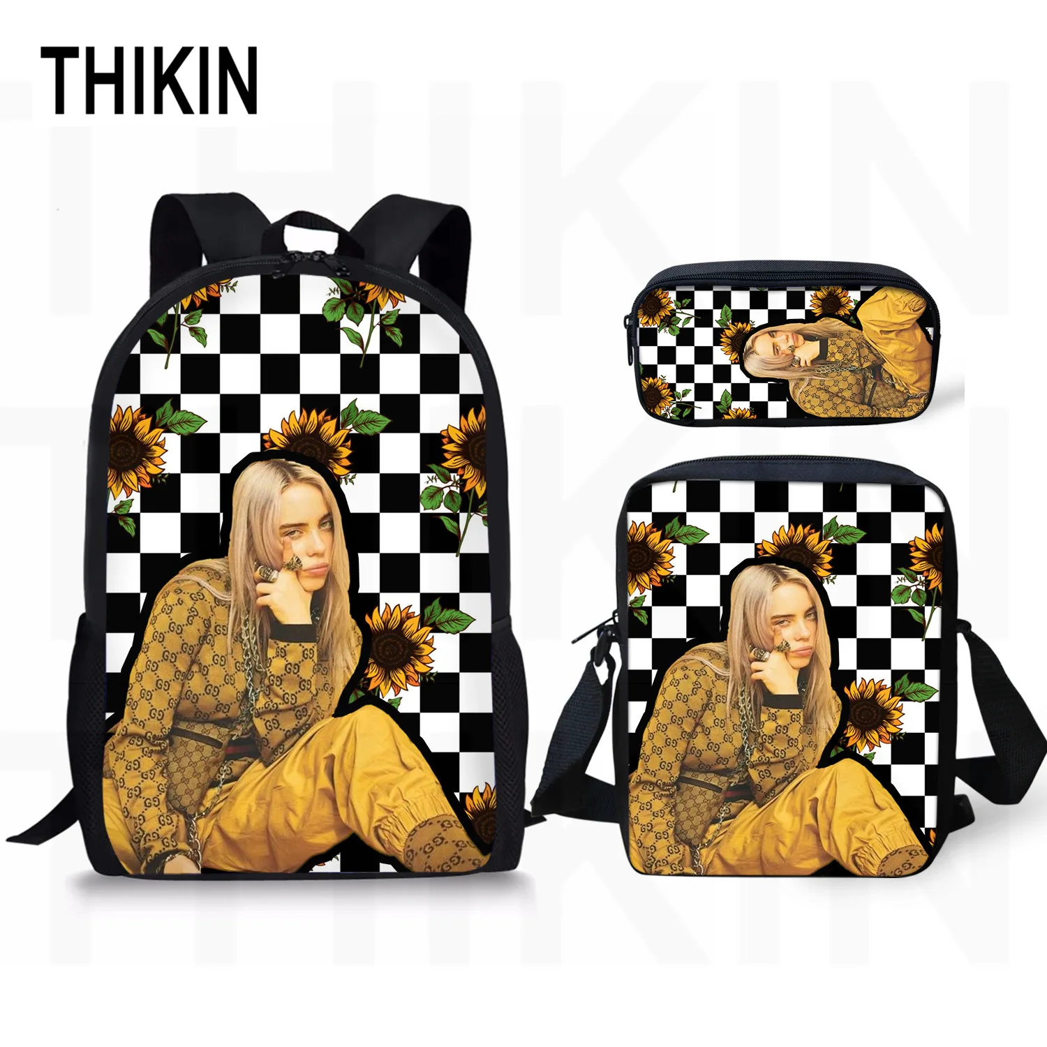 THIKIN Kids Мальчики школьные рюкзаки для девочек Billie Eilish печать молодежный рюкзак наборы 3 шт./компл. Детские классные сумки для книг на заказ - Цвет: as picture