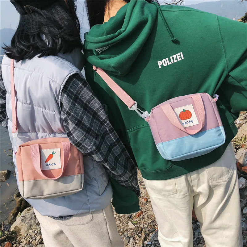 Японское корейское мягкое креативное фруктовое контрастное цветное соединение, Холщовая Сумка, сумка на плечо, сумка на плечо для студентов и студентов