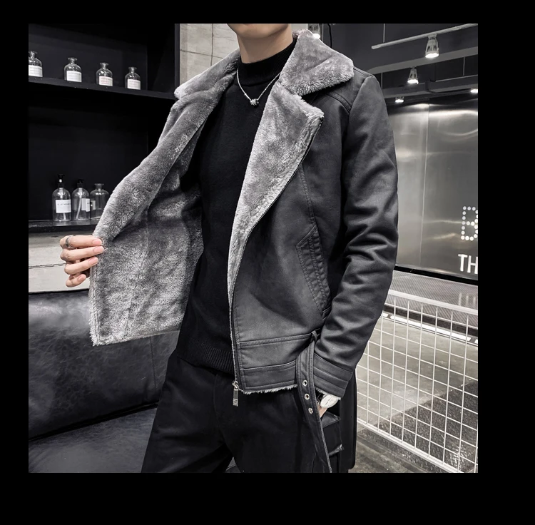 Утолщенное хлопковое имитирующее кожаное меховое Свободное пальто Jaqueta Masculina Couro, новая зимняя одежда, мужская меховая куртка