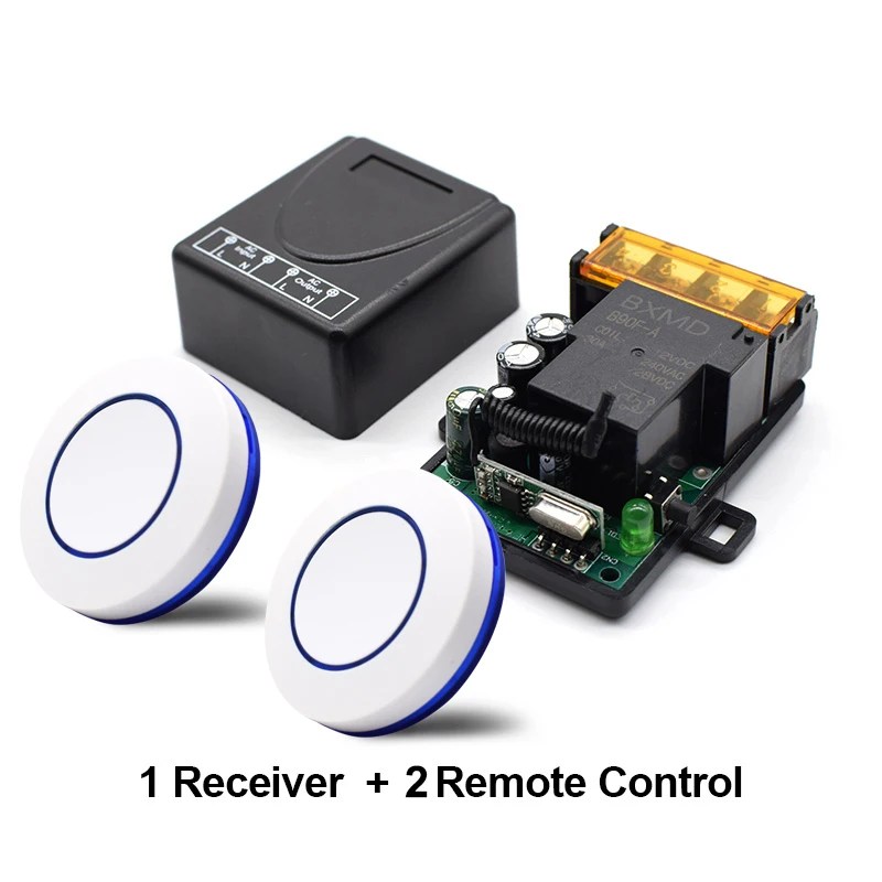 

433Mhz Wireless Switch AC 220V 1CH Relay Receiver Module and 2pcs 433mhz 3V 1 button wireless EV1527 learning code remote contro