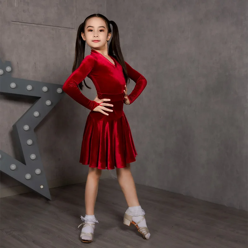 new-latin-dance-competition-dress-girls-long-sleeve-v-neck-velvet-winter-clothes-modern-national-standard-stage-costumes-dwy6955