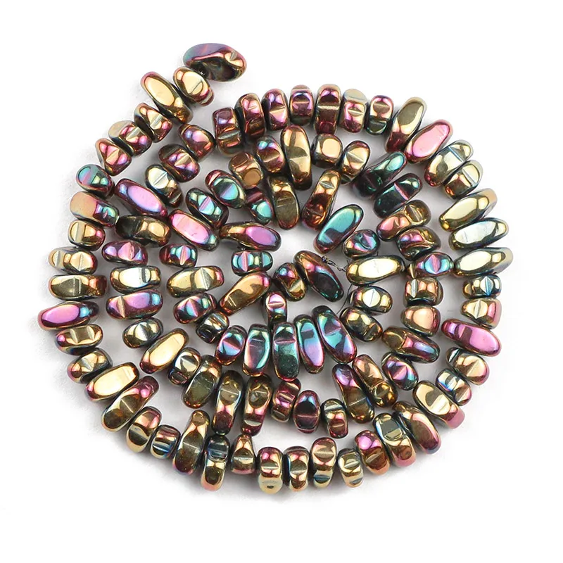 Gold-Toned Hematite Irregular Gravel Natural Stone Beads, 15'' Loose Spacer Beads for DIY Jewelry and Bracelet Making
