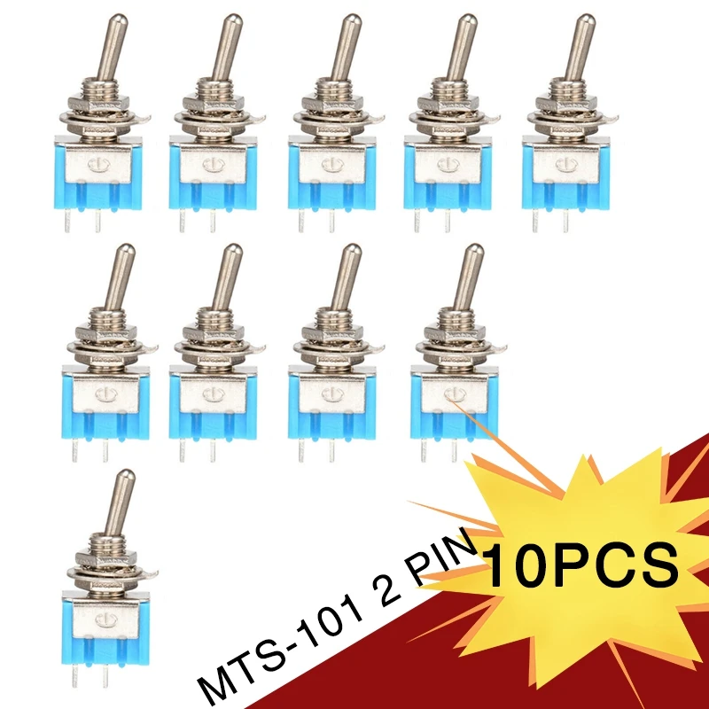 10 шт./компл. MTS-101 2-контактный SPST ВКЛ-ВЫКЛ 2 Позиции 6A 125V AC мини комплект переключателей переключатель кнопка переключения аксессуары - Цвет: 10pcs