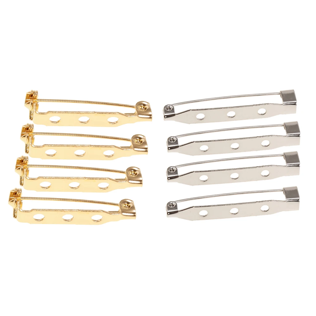 80Pcs DIY Brooch Pin Backs, Safety Catch Pins Bars Craft Pin Back Clasp Brooch with 3 Holes