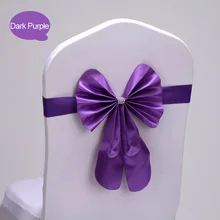 20 шт./лот, красный/серебристый/синий, 16 цветов, украшение для свадебной вечеринки из искусственной кожи, пояс для стула с бантом для отеля, банкета, украшения для спинки стула