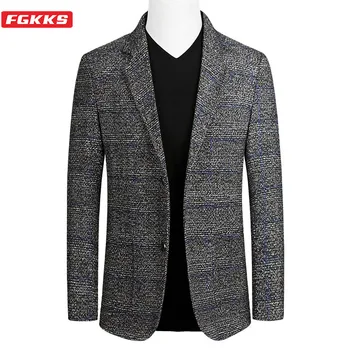 

FGKKS Brand Men Fashion Blazers Spring Autumn New Men's Slim Fit Wild Suit Jacket Single Breasted Business Casual Blazer Male