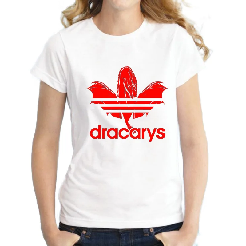 

Luslos Dracarys GAME OF THRONE Female T Shirt Women Summer Dragon Print T Shirt White Casual Plus Size Streetwear Fashion Tops