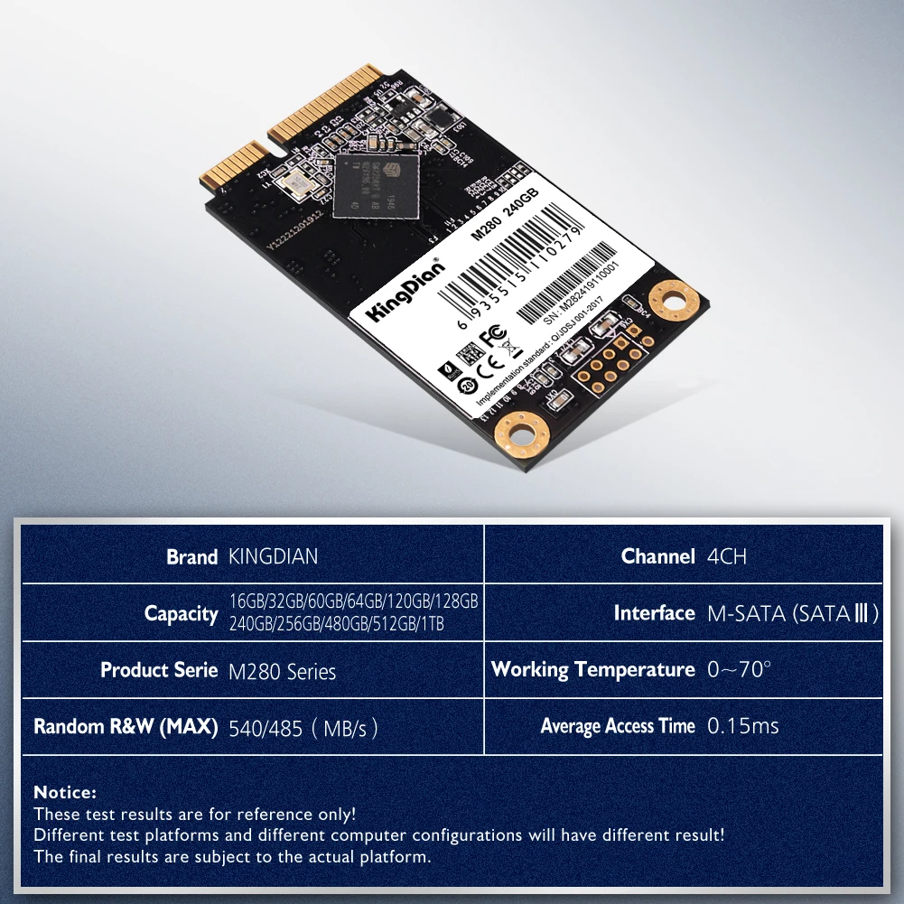 KingDian 32 Гб 64 ГБ 120 240 480 1 ТБ msata SATA SSD жесткий диск Внутренний твердотельный