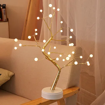 

LED Night Light Mini Christmas Tree Copper Wire Garland Lamp Kids Bedroom Decoration Lights Lighting Home decoration BV789