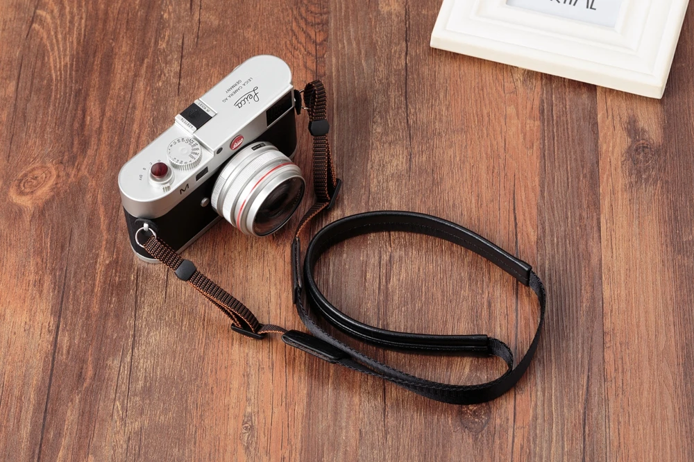 Black Original Genuine Leather+Webbing Handmade Camera Shoulder Strap Neck Belt for Canon/Nikon/Sony/Panasonic/Sigma/Olympus/Fuji - Цвет: Black