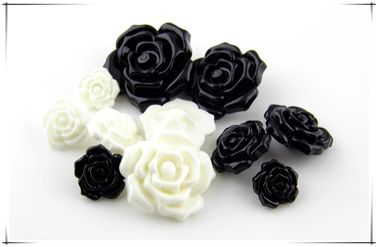 15-35 мм изысканный 3D цветок розы Форма черный и белый пуговицы высокого класса Женский Тренч пуговицы для пальто или свитера C094