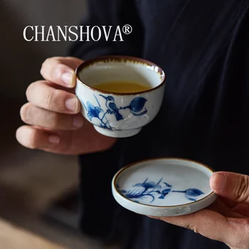 

CHANSHOVA 70/90 ml Chinese style Handpainted Ceramic coffee cup saucer set teacup set Drinking Utensils China porcelain H436