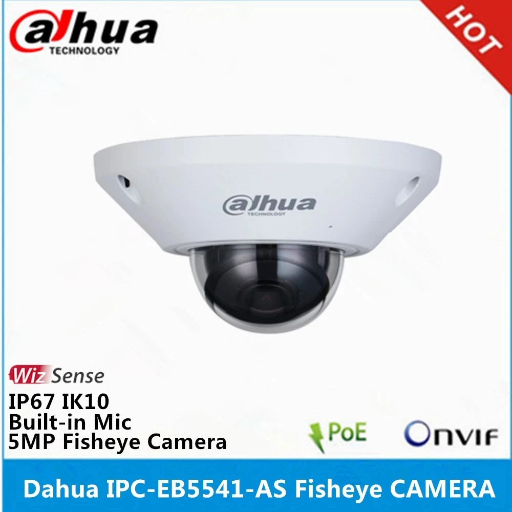 Dahua IPC-EB5541-AS Panorama 180 градусов Встроенный микрофон IP67 IK10 5MP WizMind Network Fisheye Camera |