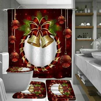 

4Pcs/Set Christmas Toilet Seat Cover Flannel Mat Home Decor Bathroom Supplies