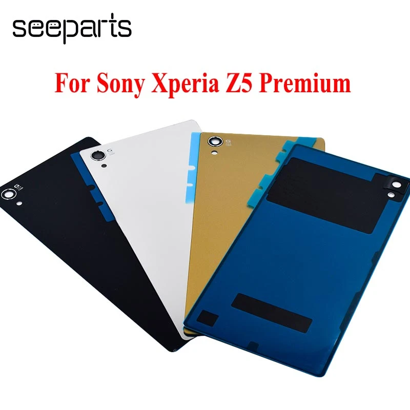 Back Battery Door Housing Glass Cover for Sony Xperia Z5 Premium E6883 E6866 E6853 Battery Cover Rear Glass Cover case