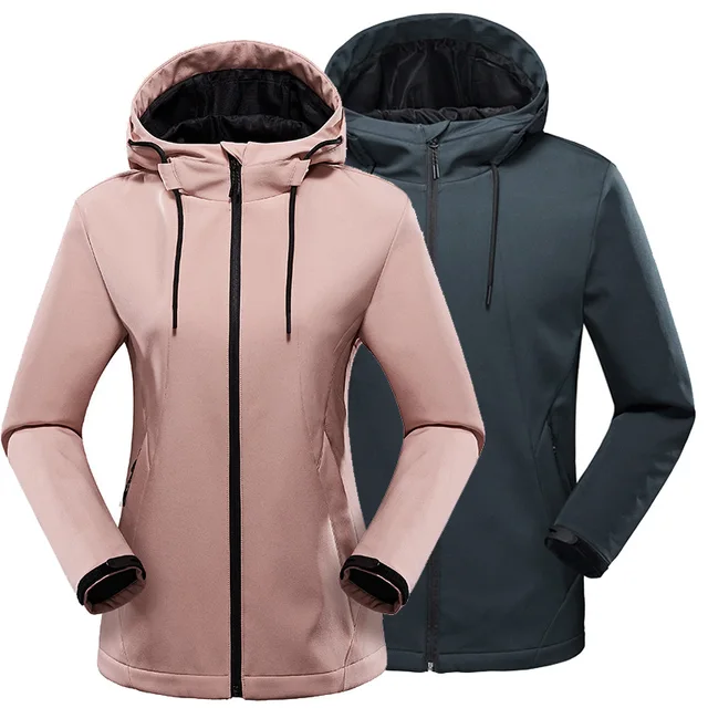 US $21.56 Outdoor Fleece Soft shell jacket Autumn Winter Men Women windproof waterproof warm hooded coat Coup
