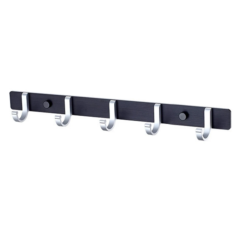 Space Aluminum Wall Mounted Hanger No Drilling Durable Back Door Bathroom Coat Rack Multi Hooks Easy Install Holder Towels