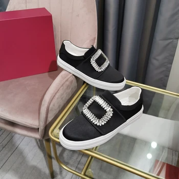 

European Fashion Women's Shoes 100% Real Silk Flats Shoes For Women Luxury Design Causal Shoes Genuine Leather Shallow Flats