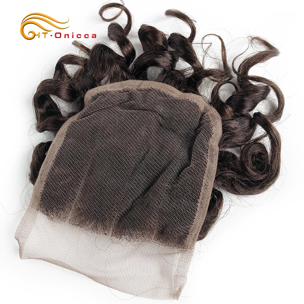 Curly Hair 4x4 Closure Brazilian Curly Human Hair Closure 1B 27 #4 30 33 99J Ombre Honey Blonde colored Three Part